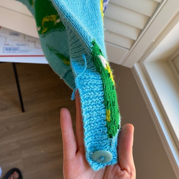 Vintage Adrienne Vittadini 90s Floral Knit Cardigan Sequin Sweater - Picture 3 of 7